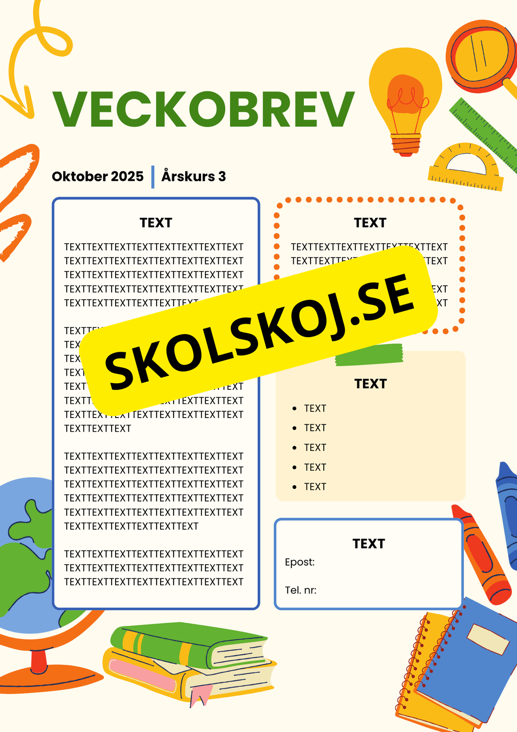 Veckobrev mallar - Redigerbara Powerpoint 10 st