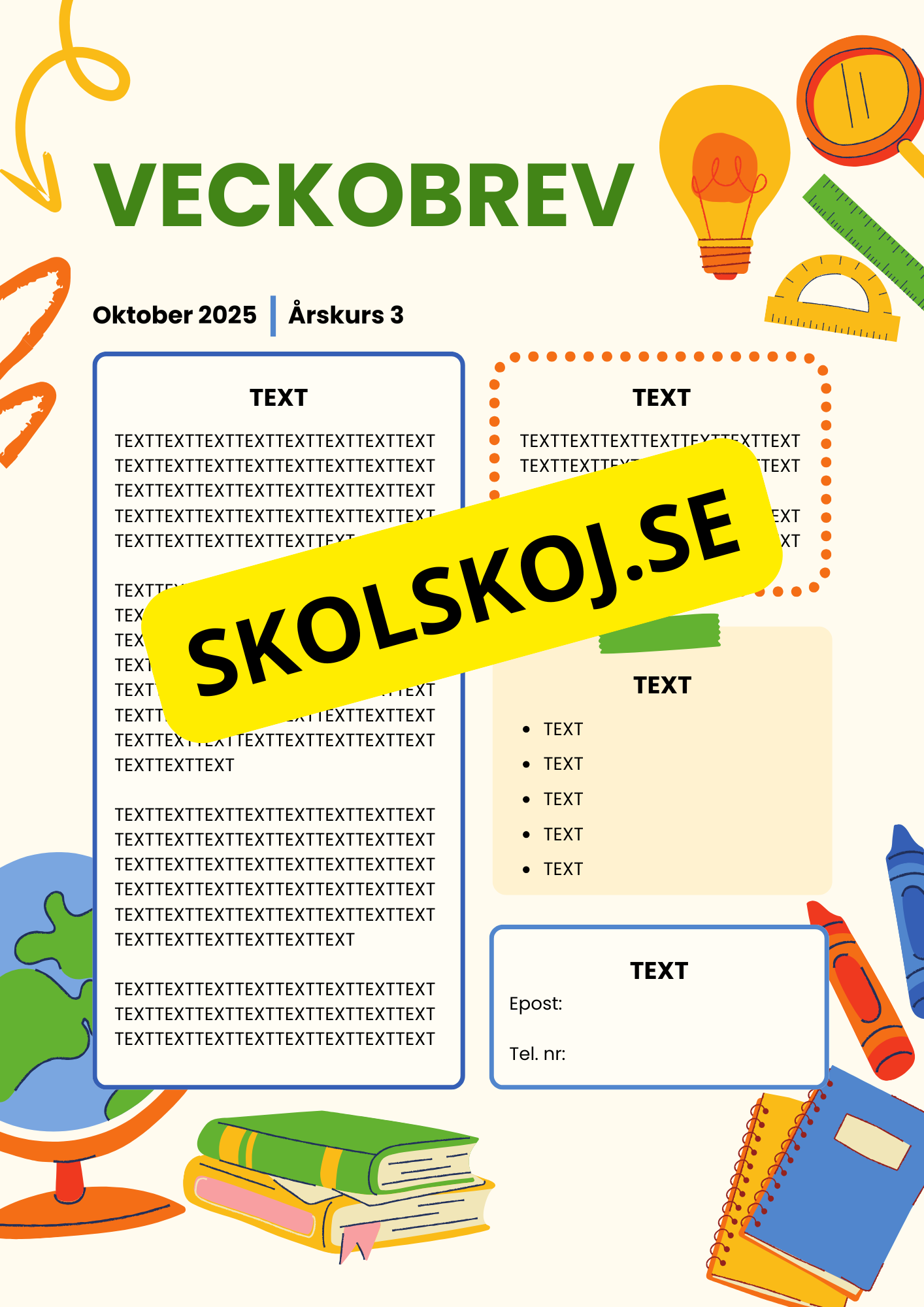 Veckobrev mallar - Redigerbara Powerpoint 10 st