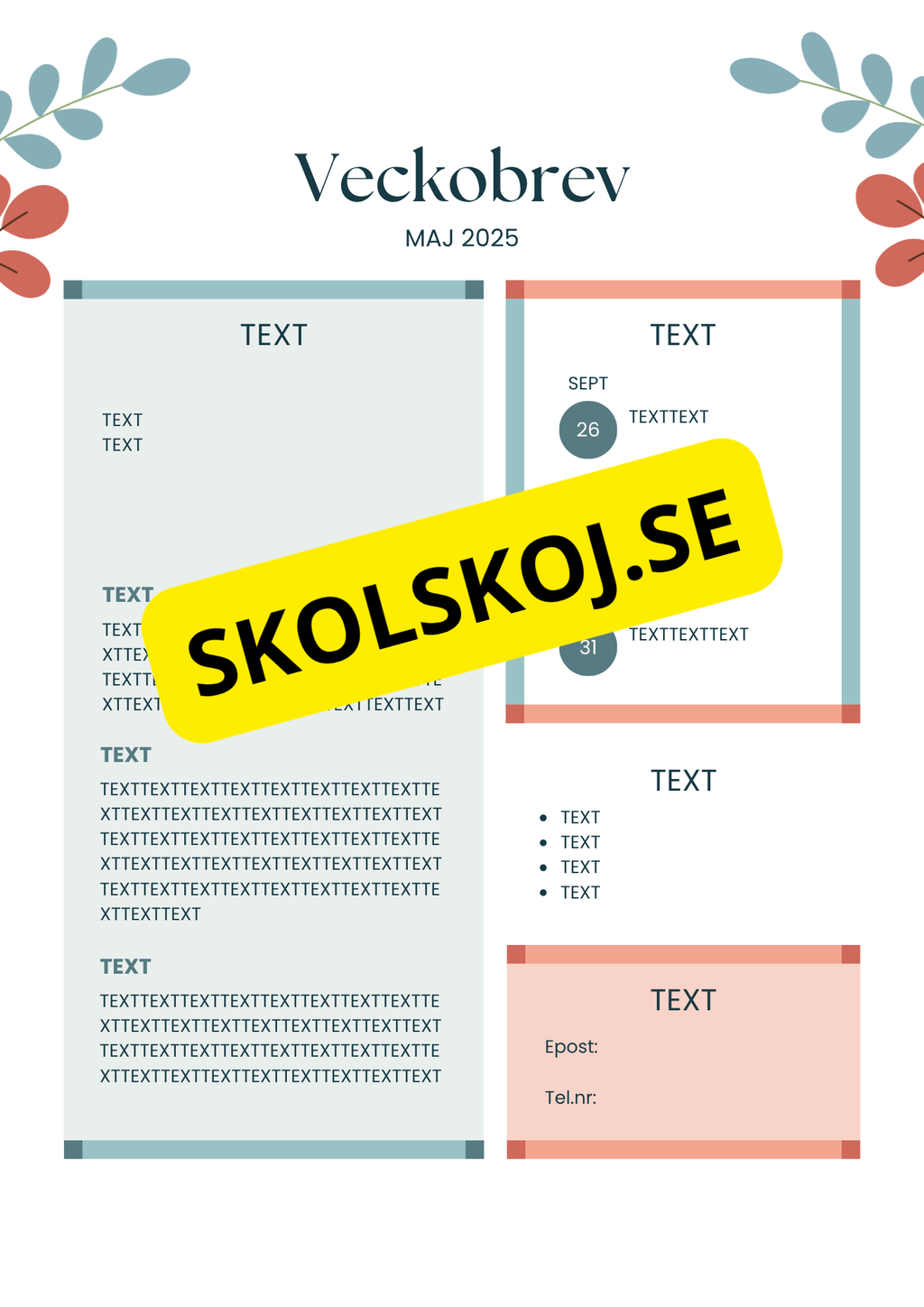 Veckobrev mallar - Redigerbara Powerpoint 10 st