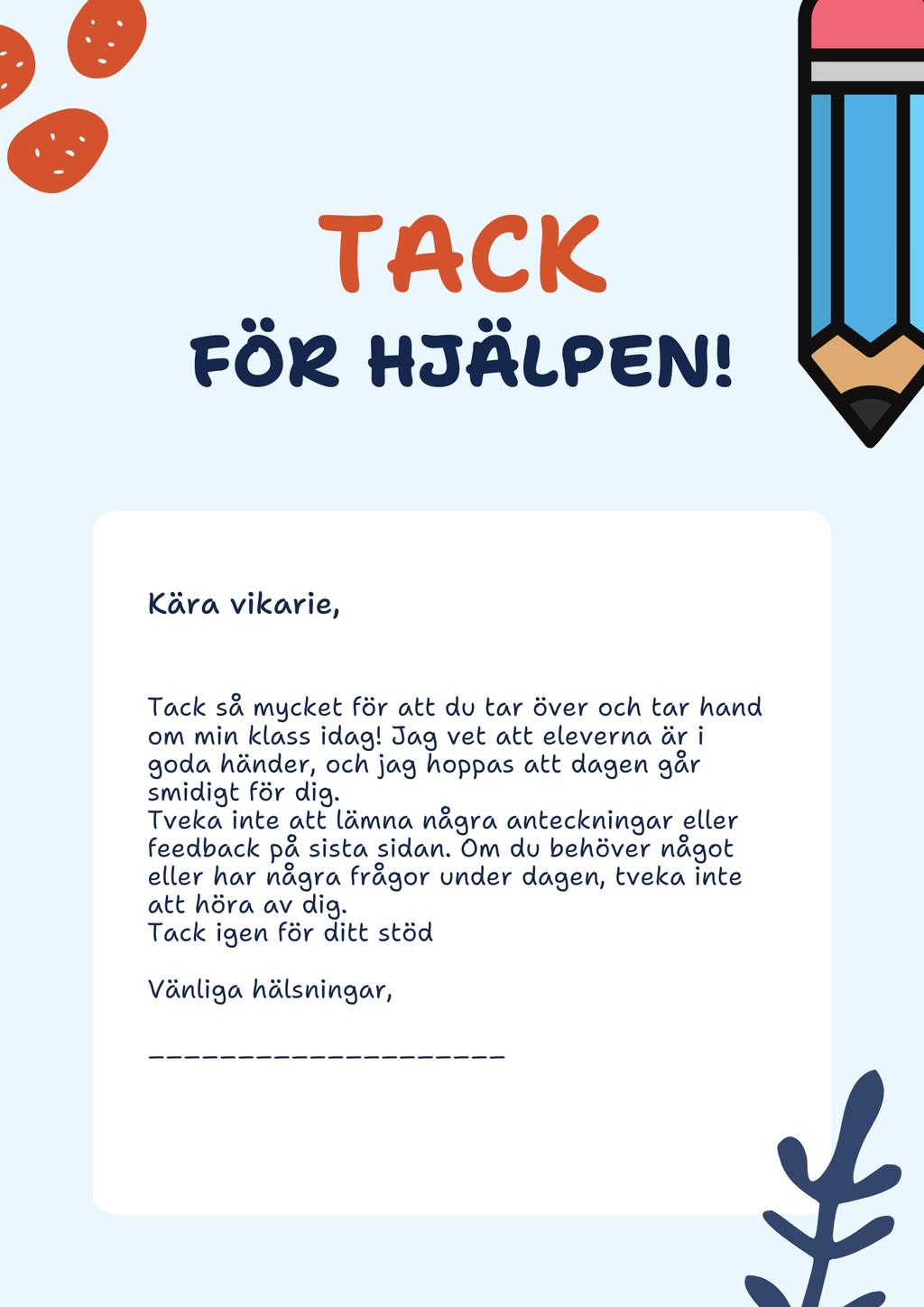 Vikarieplanerare/Vikariepärm