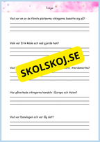Vikingatidens äventyr och arv - Läsförståelse + frågor (42 sidor) - åk 4 - 6