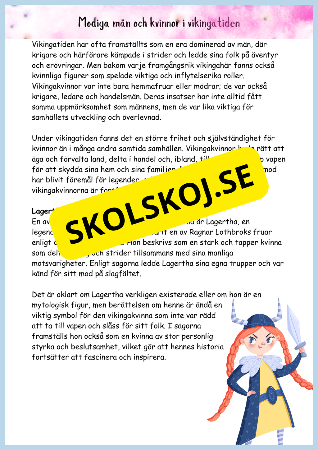 Vikingatidens äventyr och arv - Läsförståelse + frågor (42 sidor) - åk 4 - 6