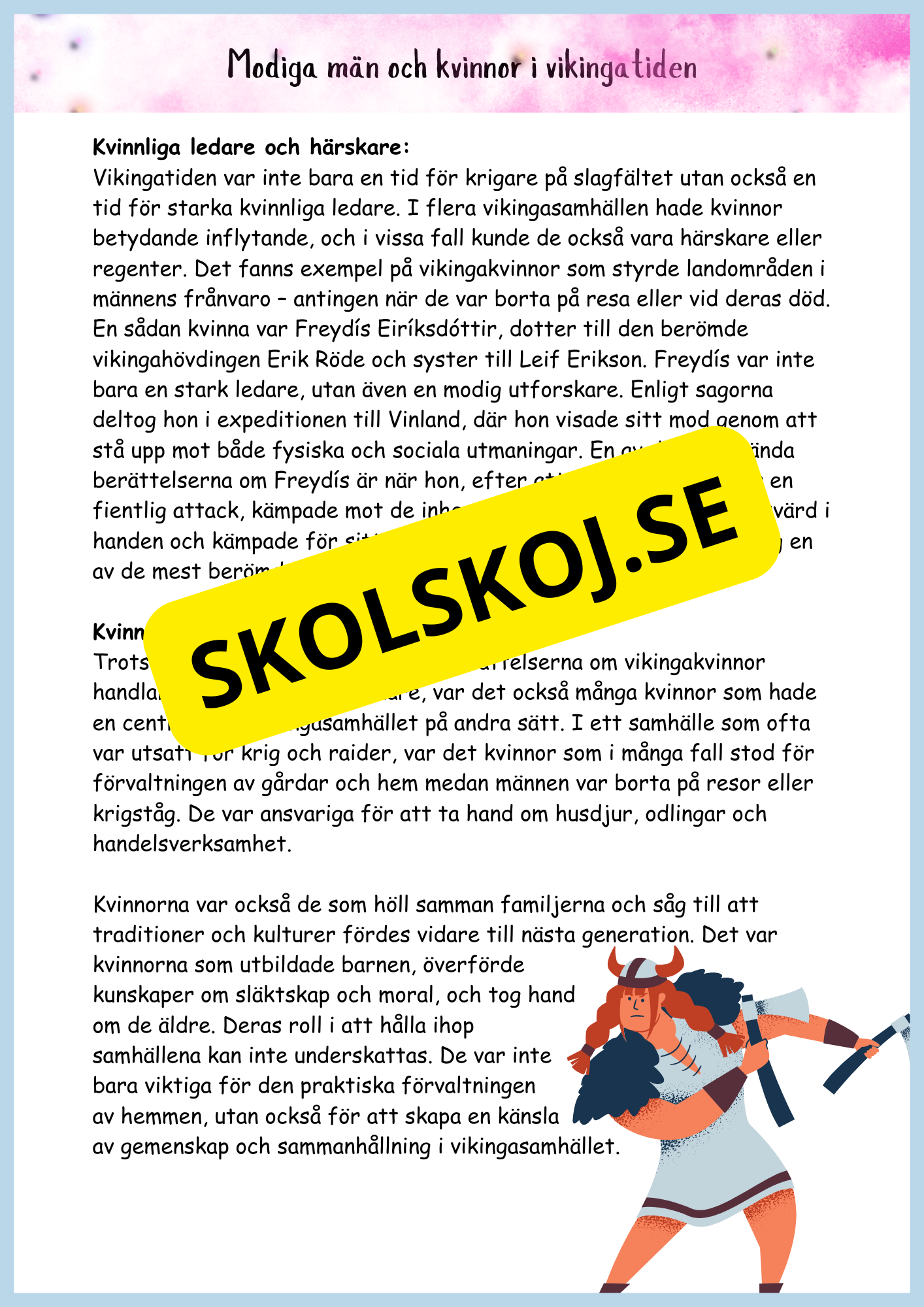 Vikingatidens äventyr och arv - Läsförståelse + frågor (42 sidor) - åk 4 - 6