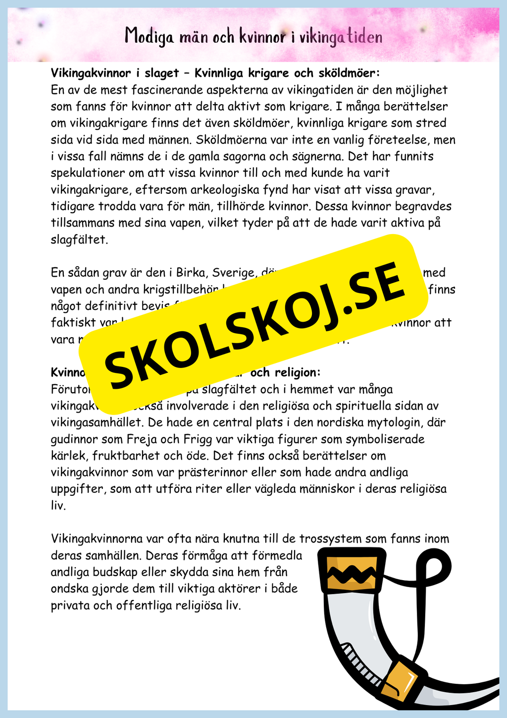 Vikingatidens äventyr och arv - Läsförståelse + frågor (42 sidor) - åk 4 - 6