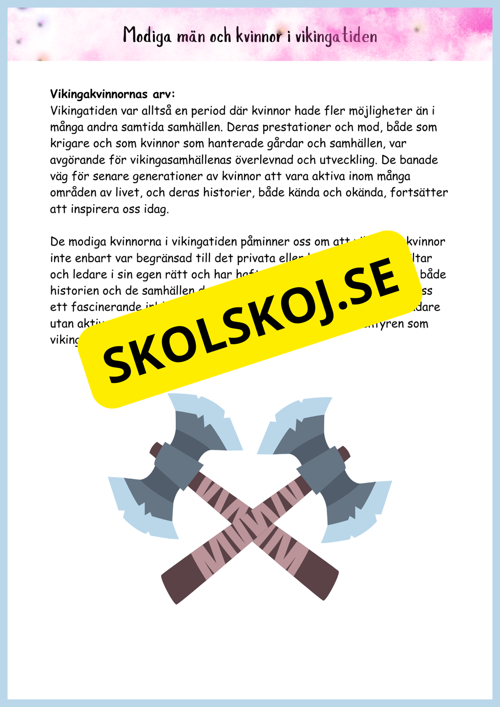 Vikingatidens äventyr och arv - Läsförståelse + frågor (42 sidor) - åk 4 - 6