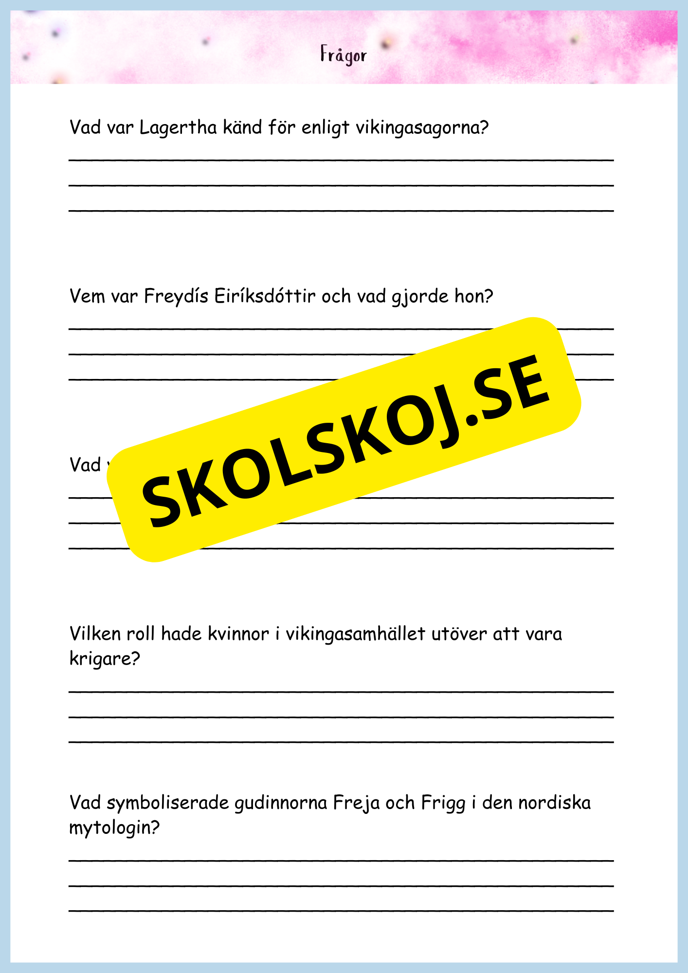 Vikingatidens äventyr och arv - Läsförståelse + frågor (42 sidor) - åk 4 - 6