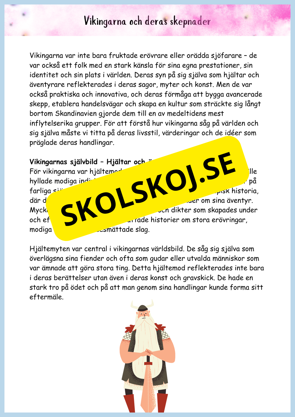 Vikingatidens äventyr och arv - Läsförståelse + frågor (42 sidor) - åk 4 - 6