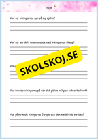 Vikingatidens äventyr och arv - Läsförståelse + frågor (42 sidor) - åk 4 - 6