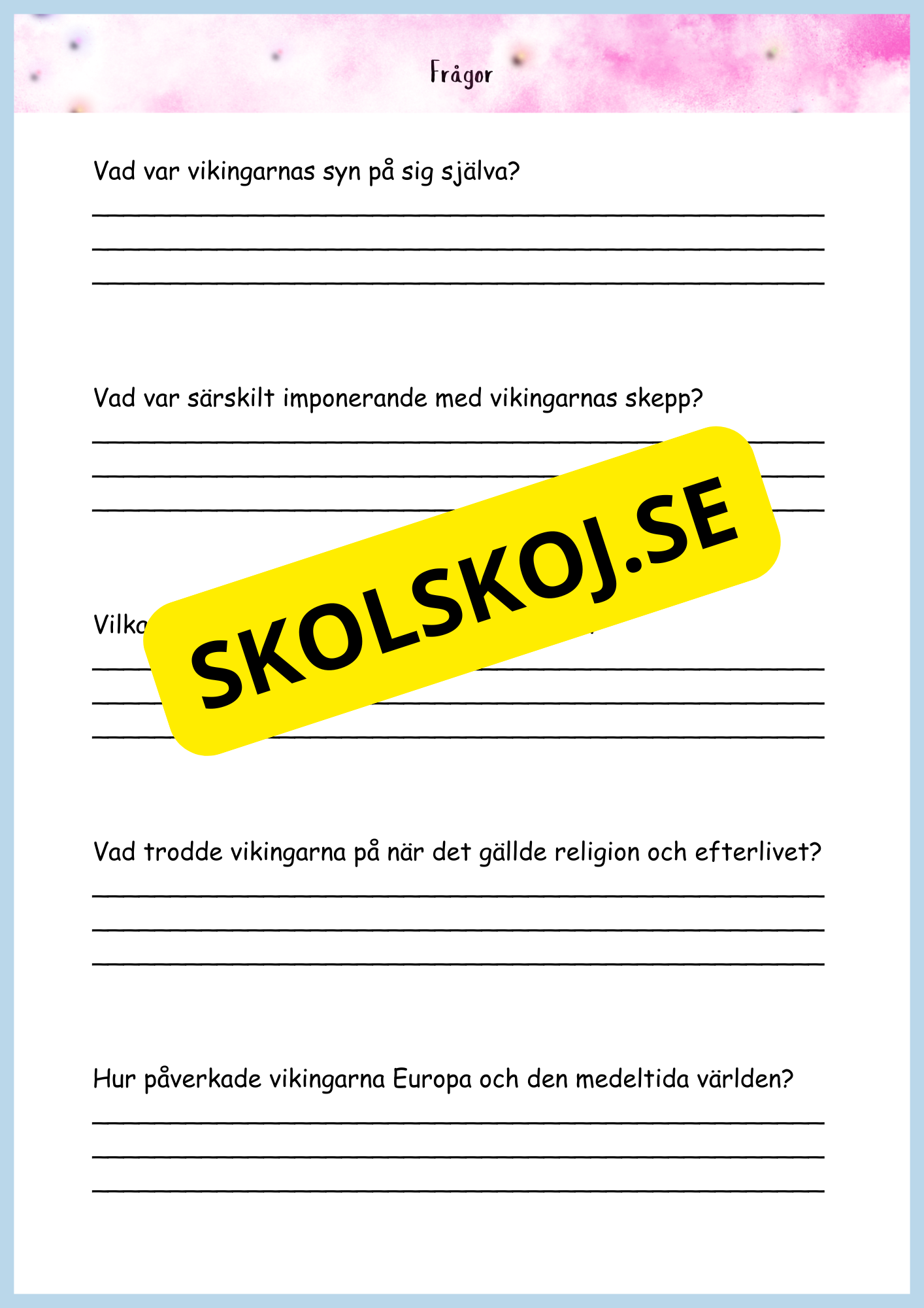 Vikingatidens äventyr och arv - Läsförståelse + frågor (42 sidor) - åk 4 - 6