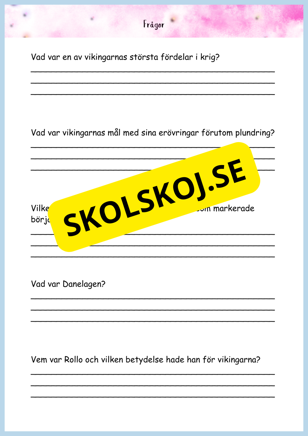 Vikingatidens äventyr och arv - Läsförståelse + frågor (42 sidor) - åk 4 - 6