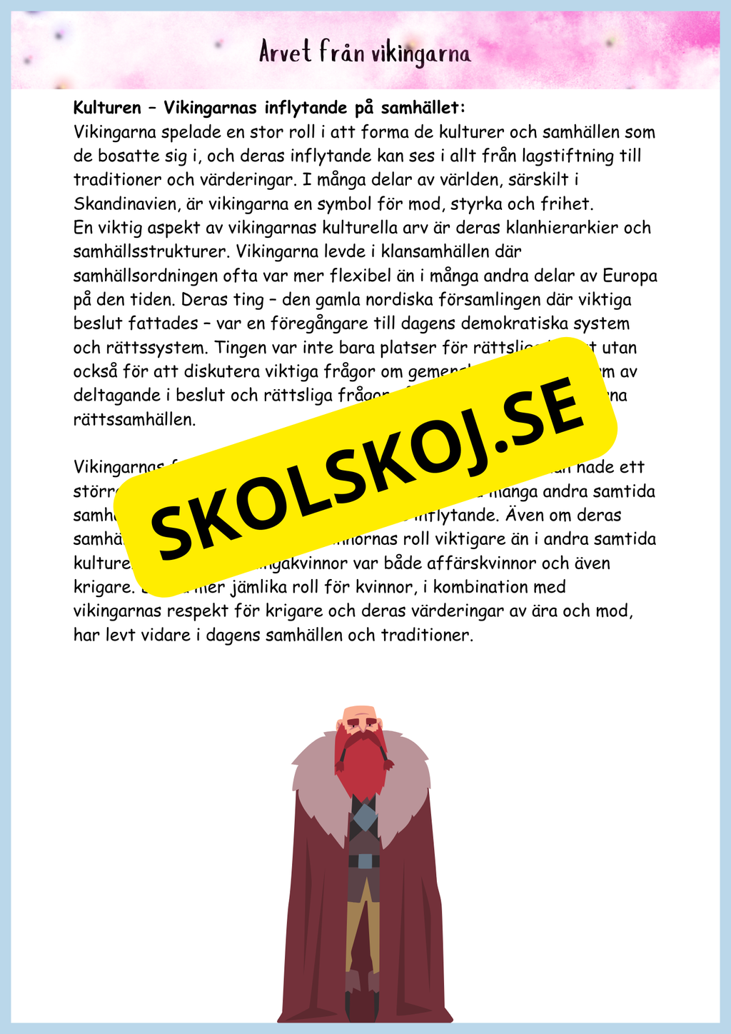 Vikingatidens äventyr och arv - Läsförståelse + frågor (42 sidor) - åk 4 - 6