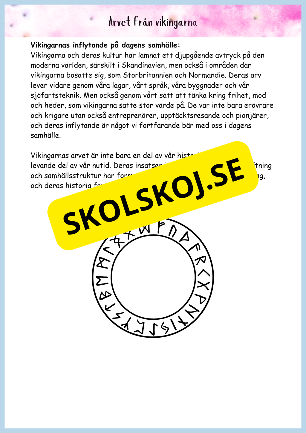 Vikingatidens äventyr och arv - Läsförståelse + frågor (42 sidor) - åk 4 - 6