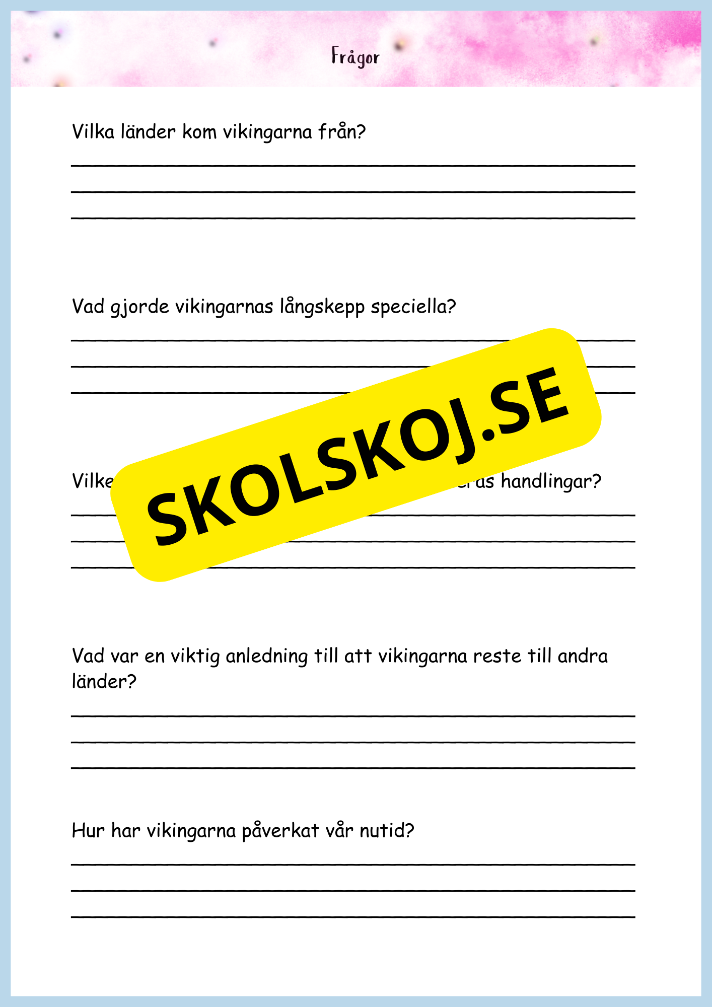 Vikingatidens äventyr och arv - Läsförståelse + frågor (42 sidor) - åk 4 - 6