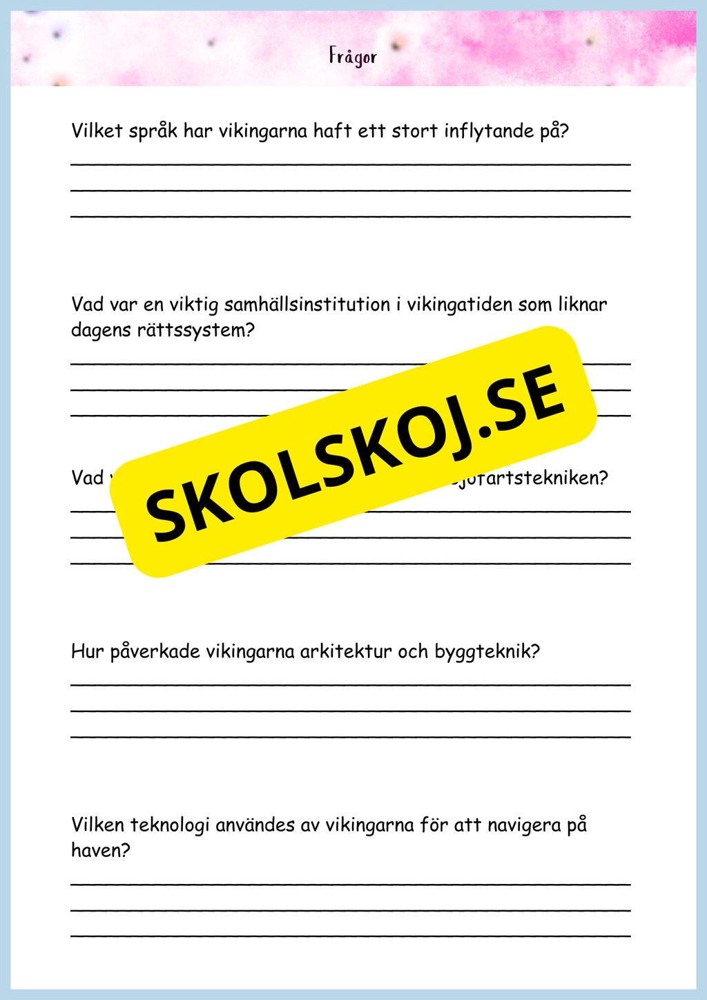 Vikingatidens äventyr och arv - Läsförståelse + frågor (42 sidor) - åk 4 - 6