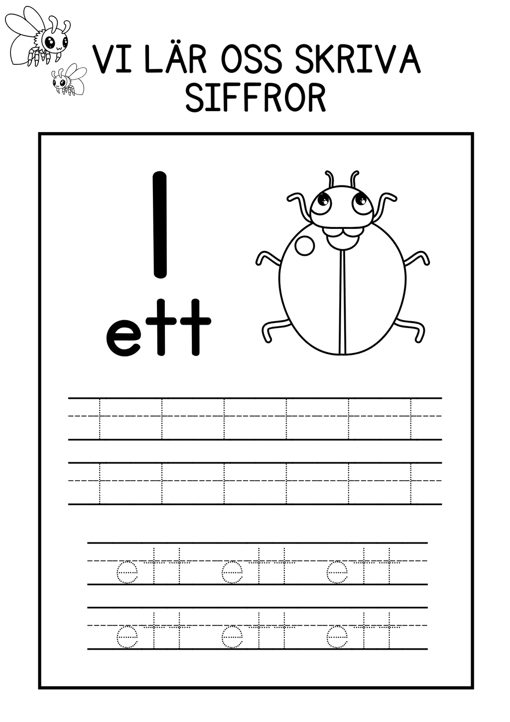 Vi lär oss skriva siffror - 1 - 10