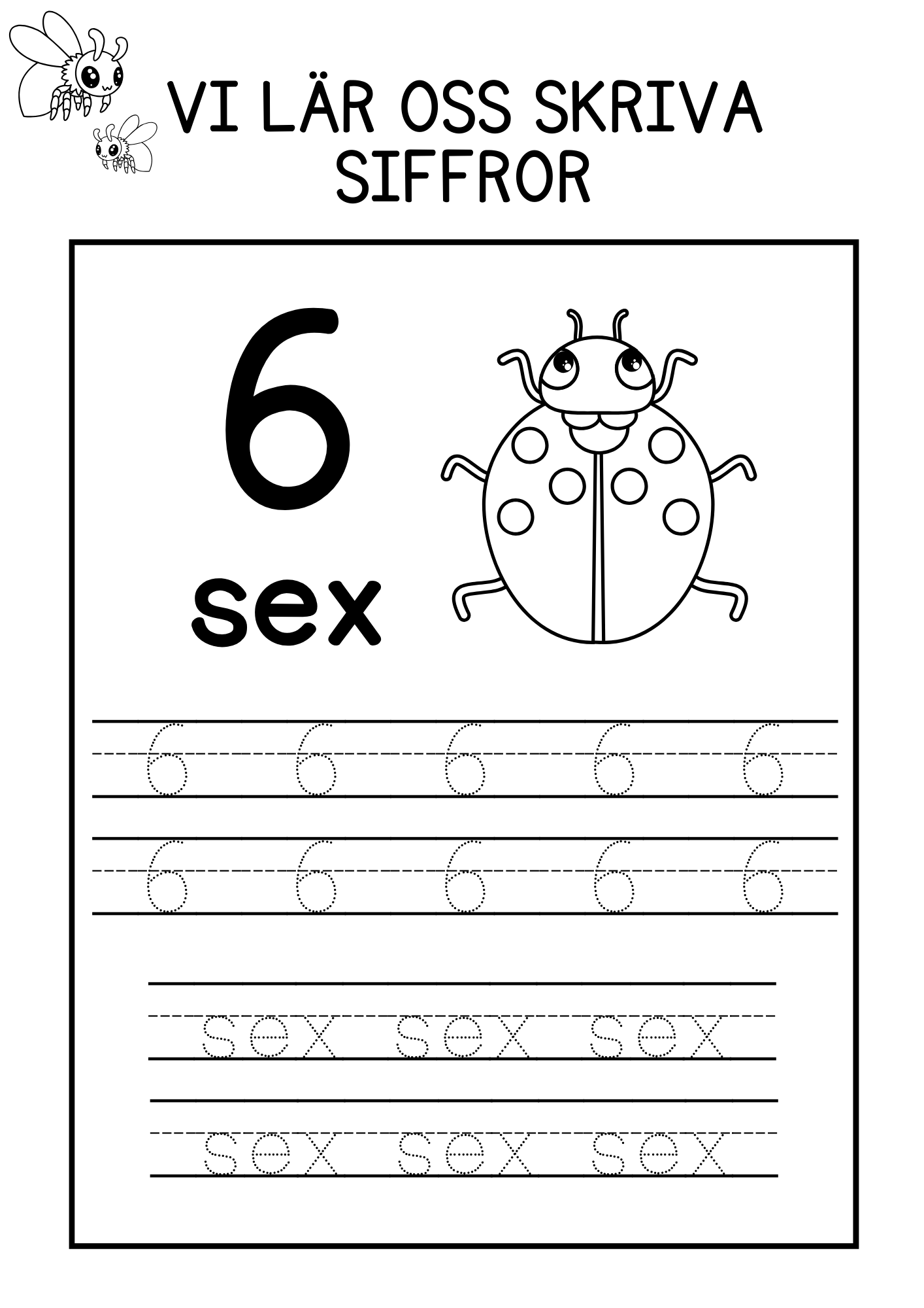Vi lär oss skriva siffror - 1 - 10