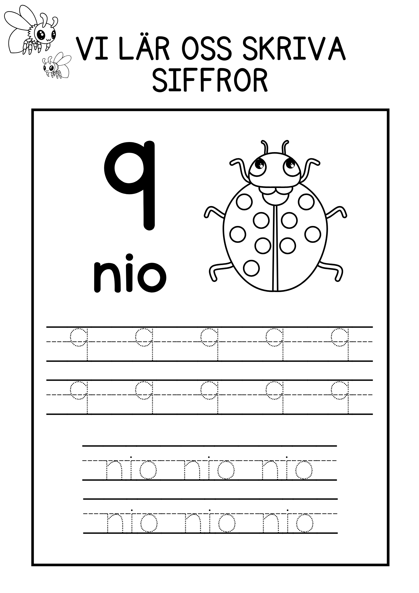 Vi lär oss skriva siffror - 1 - 10