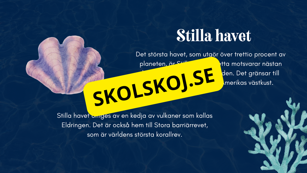 Vilka är de fem världshaven? Läsförståelse + frågor
