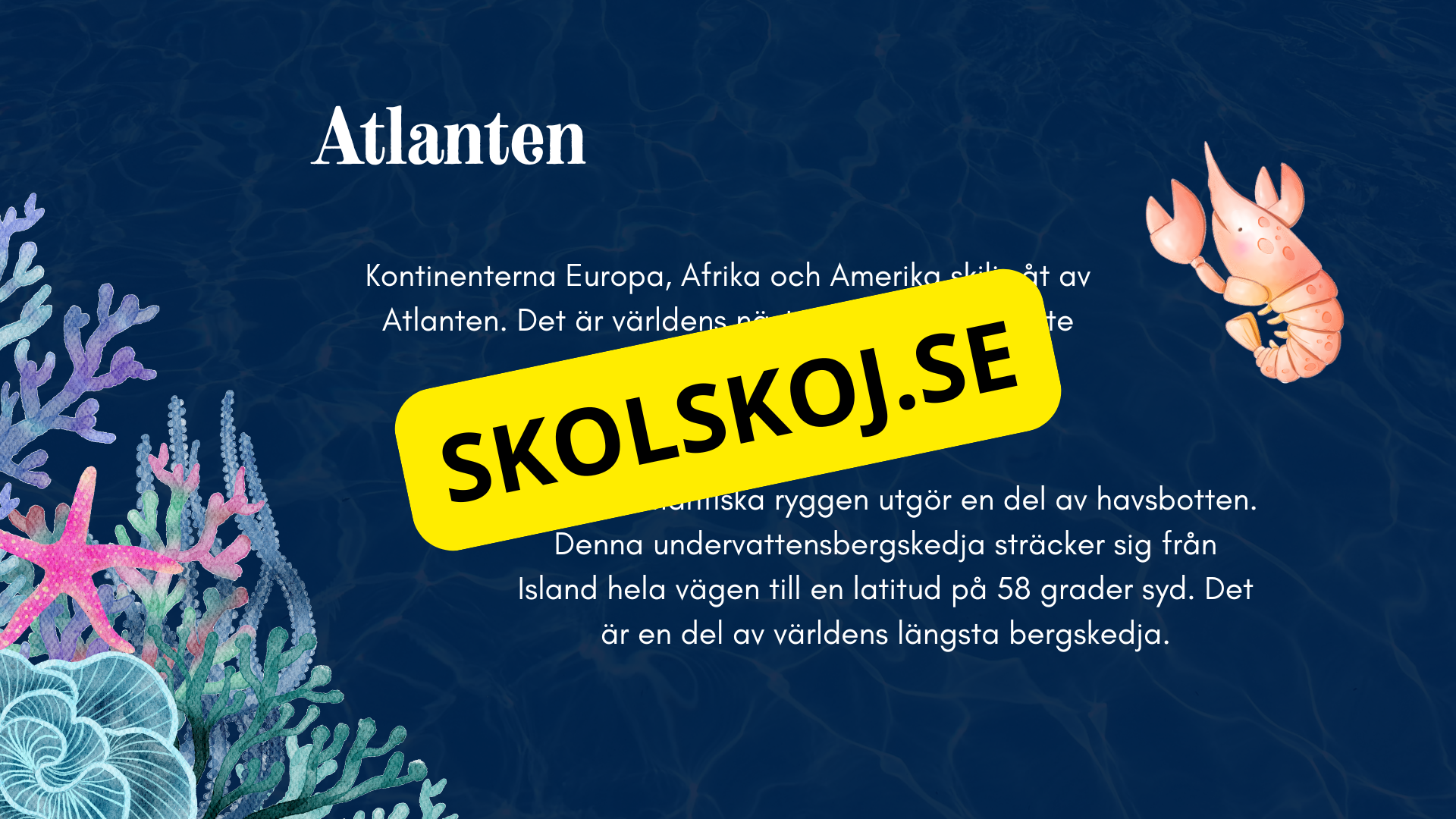 Vilka är de fem världshaven? Läsförståelse + frågor
