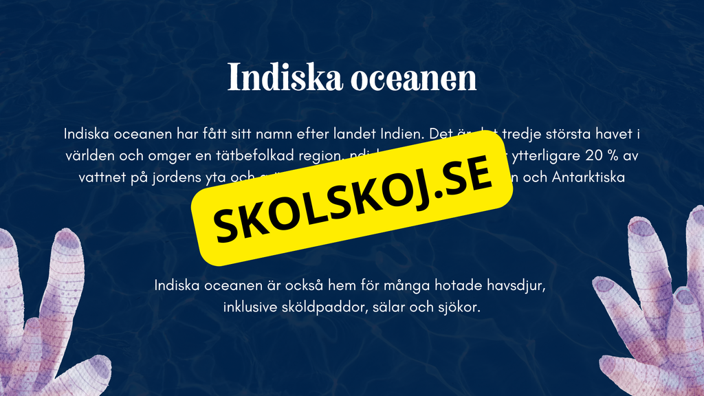 Vilka är de fem världshaven? Läsförståelse + frågor