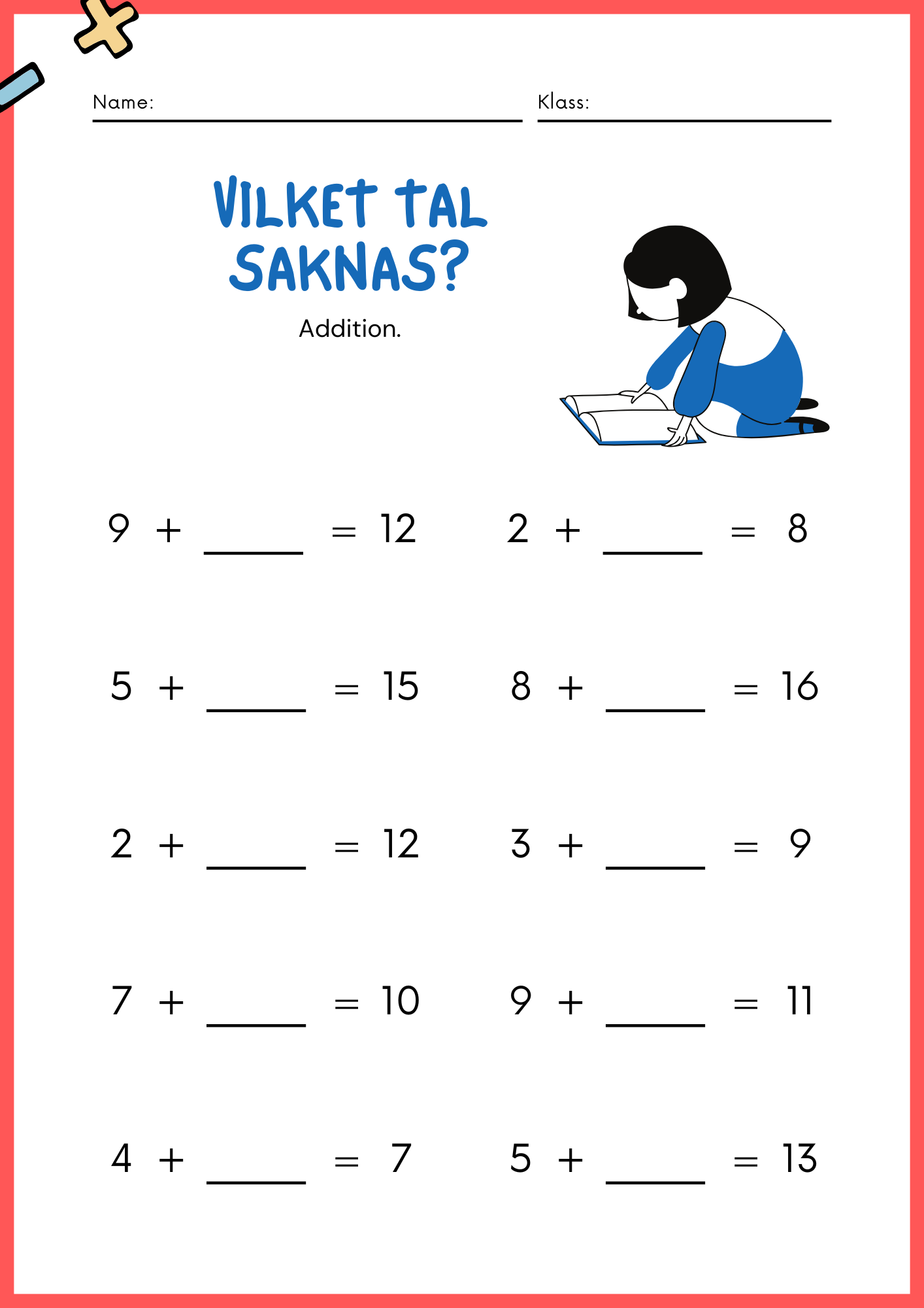 Vilket tal saknas - Addition och subtraktion