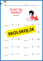 Vilket tal saknas - Addition och subtraktion