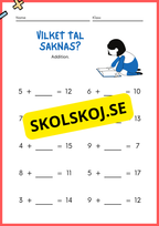 Vilket tal saknas - Addition och subtraktion