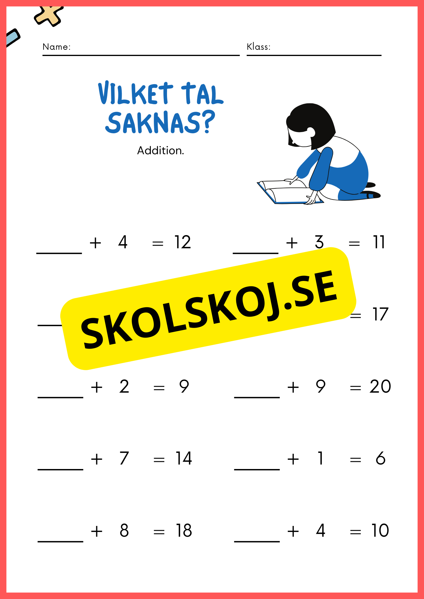 Vilket tal saknas - Addition och subtraktion