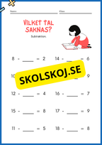 Vilket tal saknas - Addition och subtraktion