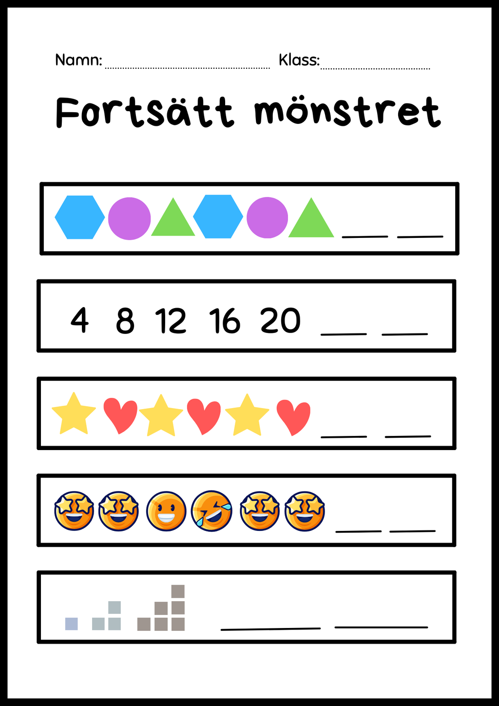 Fortsätt mönstret - Häfte