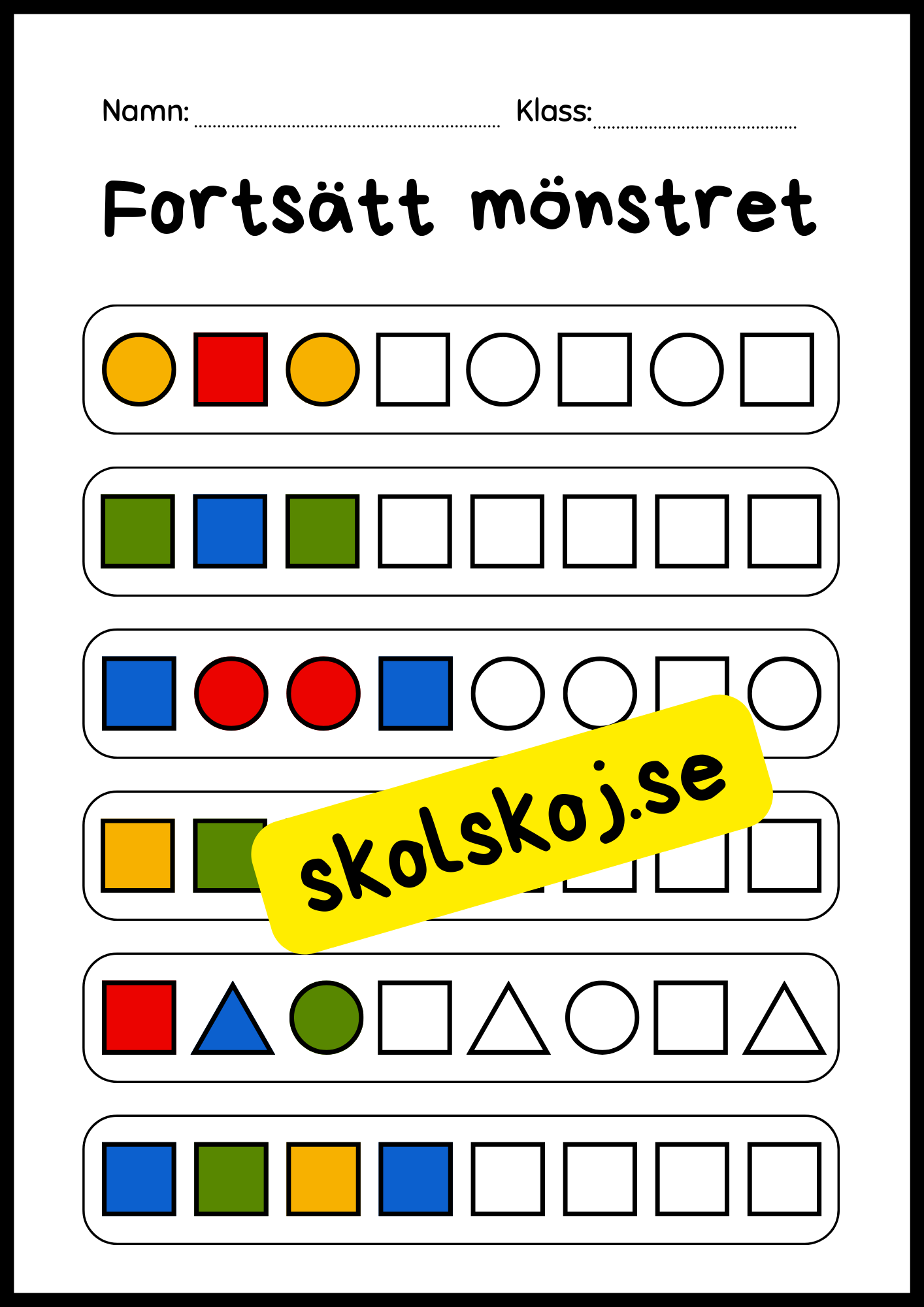 Fortsätt mönstret - Häfte