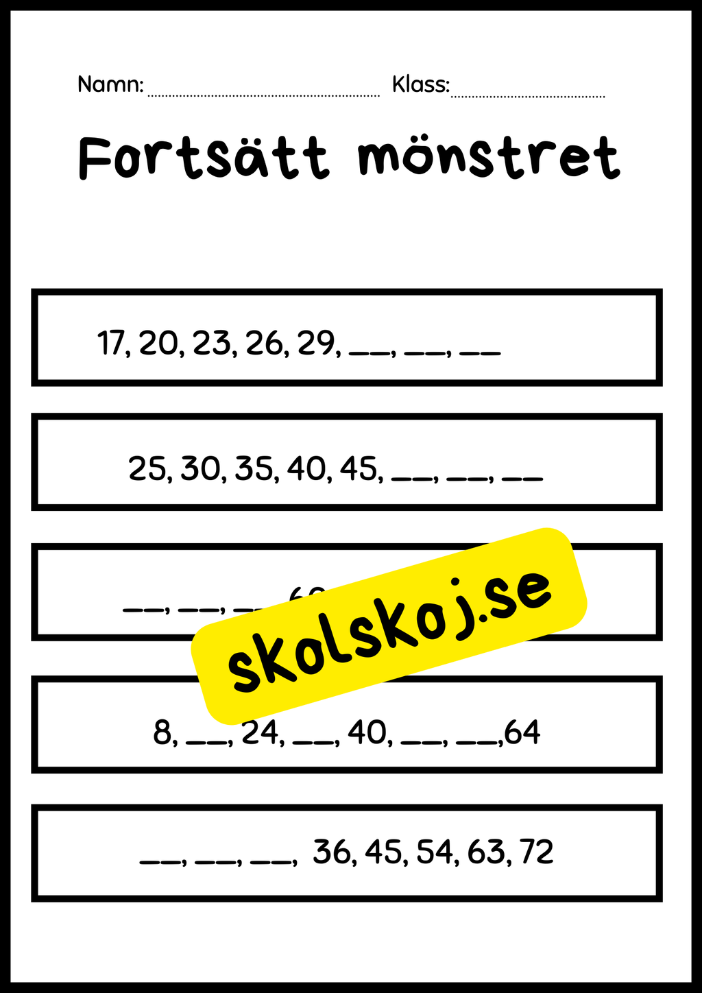 Fortsätt mönstret - Häfte