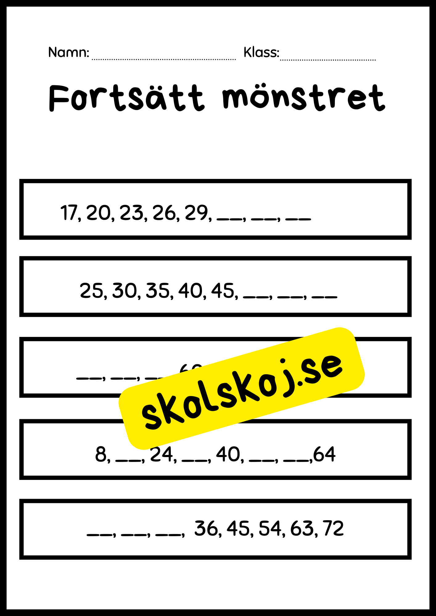 Fortsätt mönstret - Häfte