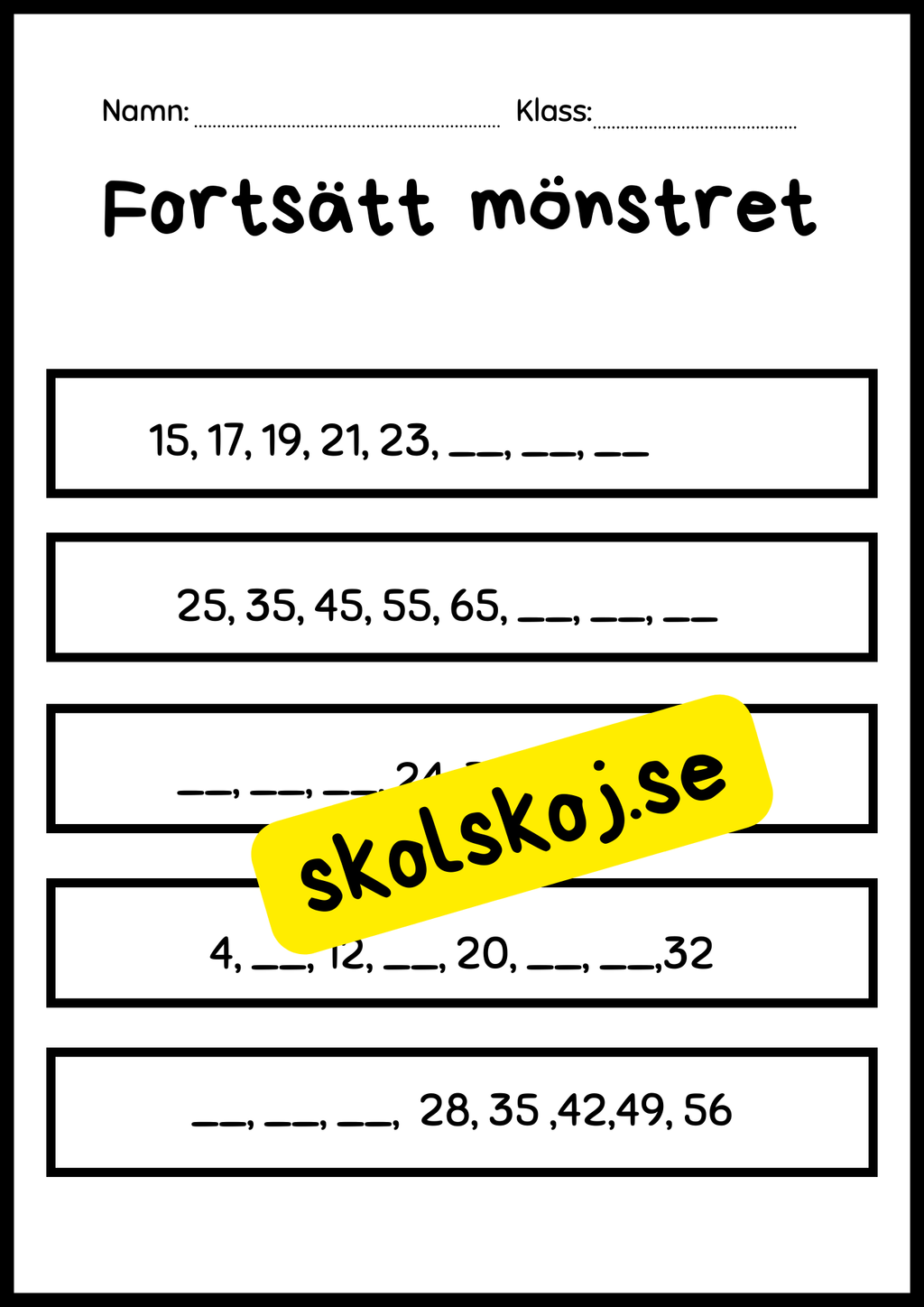 Fortsätt mönstret - Häfte