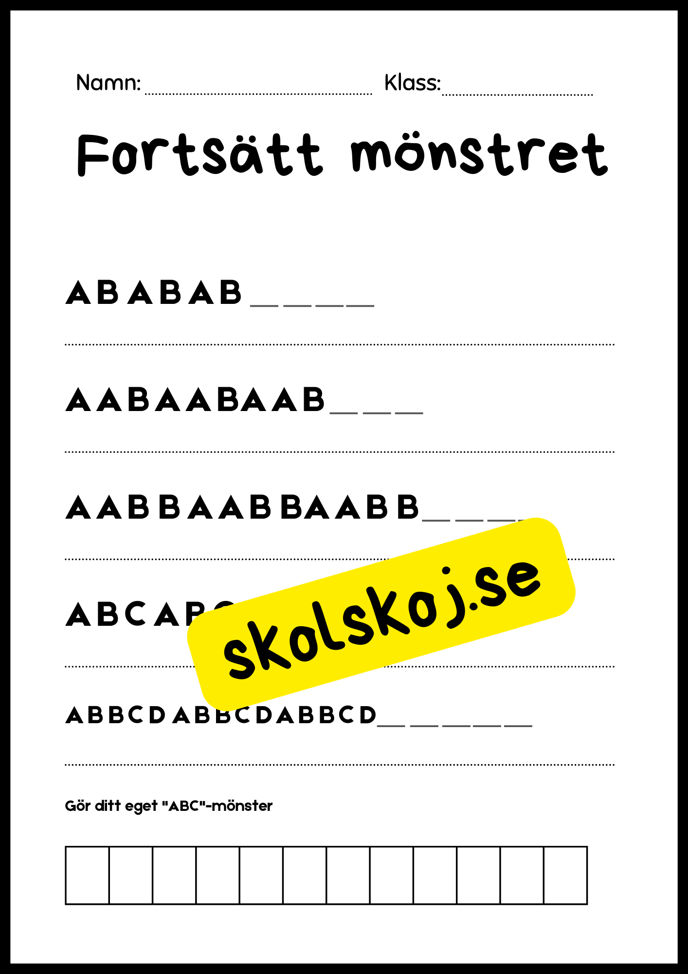 Fortsätt mönstret - Häfte