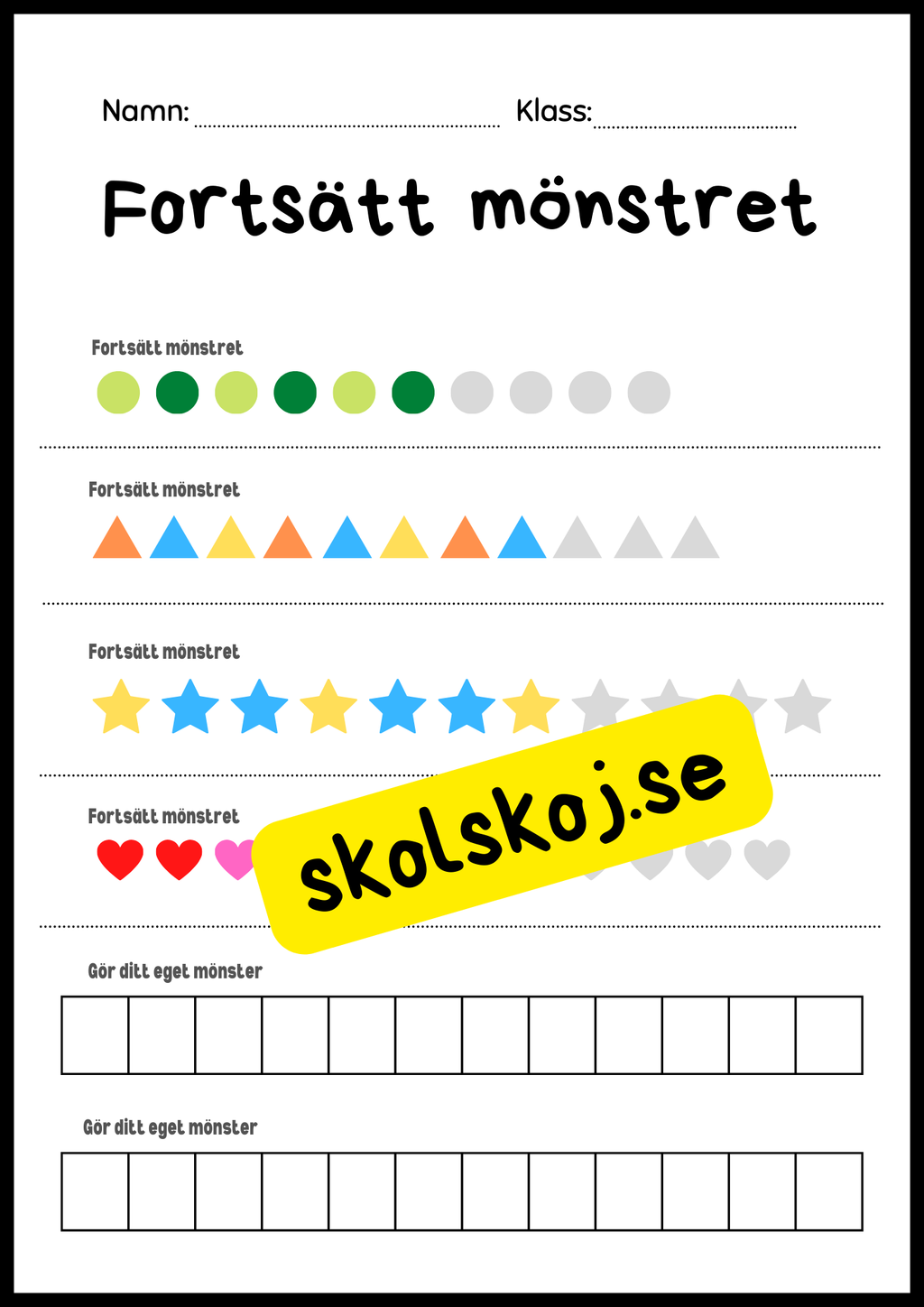 Fortsätt mönstret - Häfte