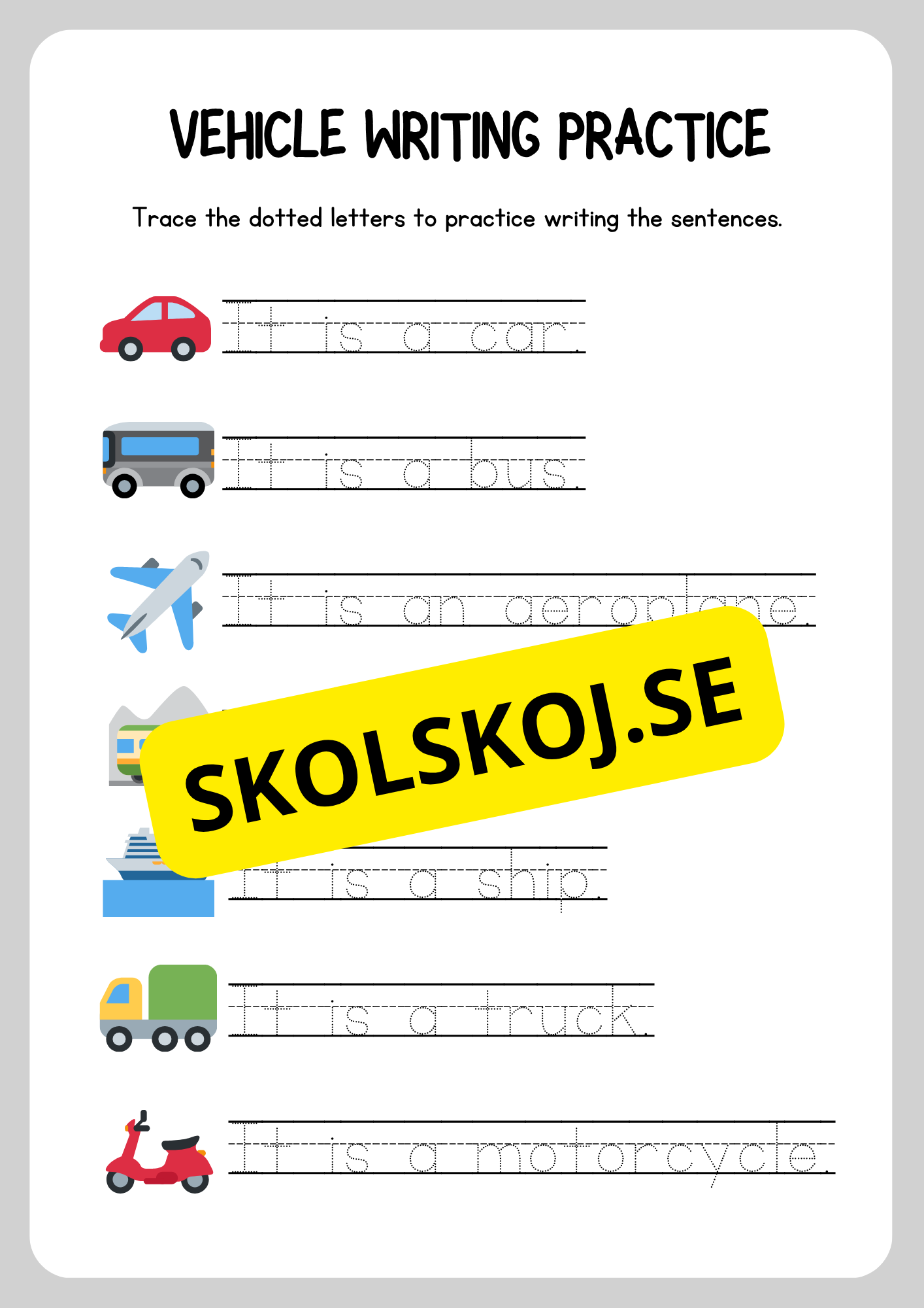 Writing practice - Grade 1