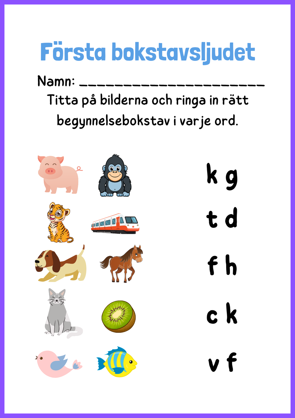 Första bokstavsljudet - Häfte