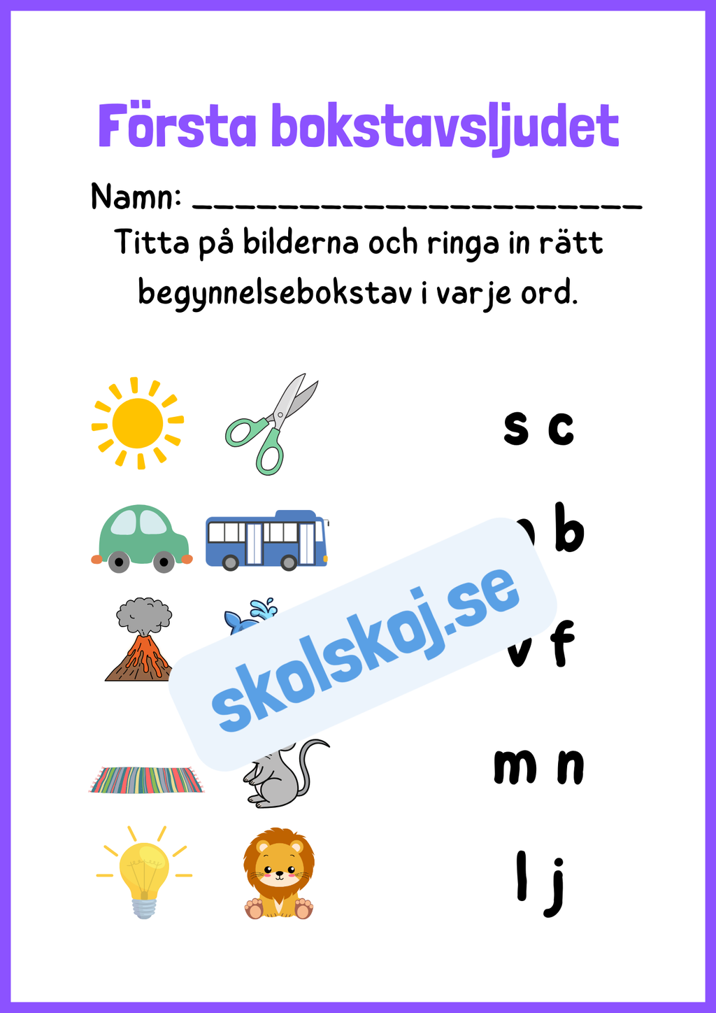 Första bokstavsljudet - Häfte