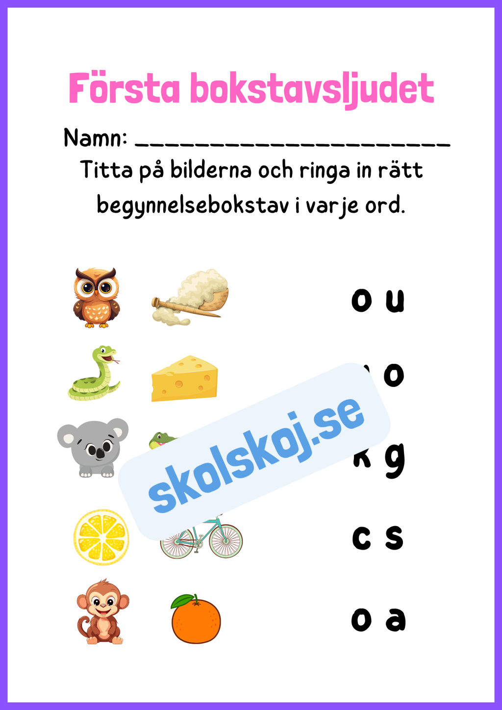 Första bokstavsljudet - Häfte