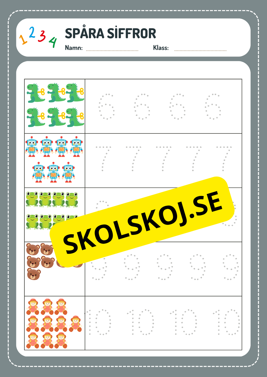 Spåra siffror 0 - 10