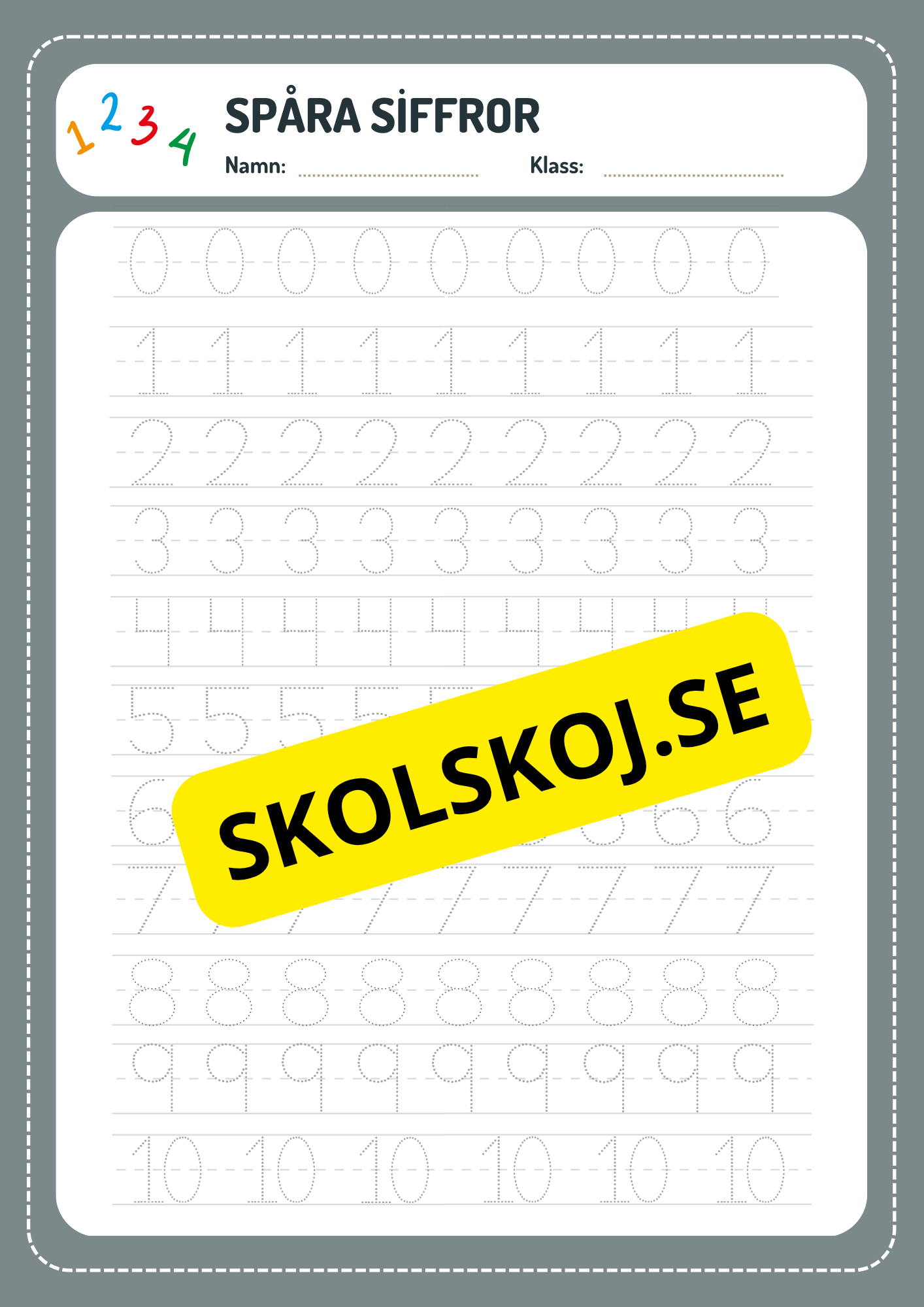 Spåra siffror 0 - 10