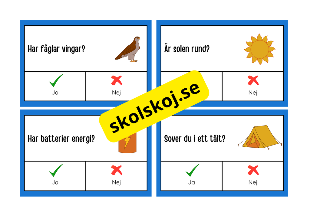 Ja eller nej frågor - Flashkort