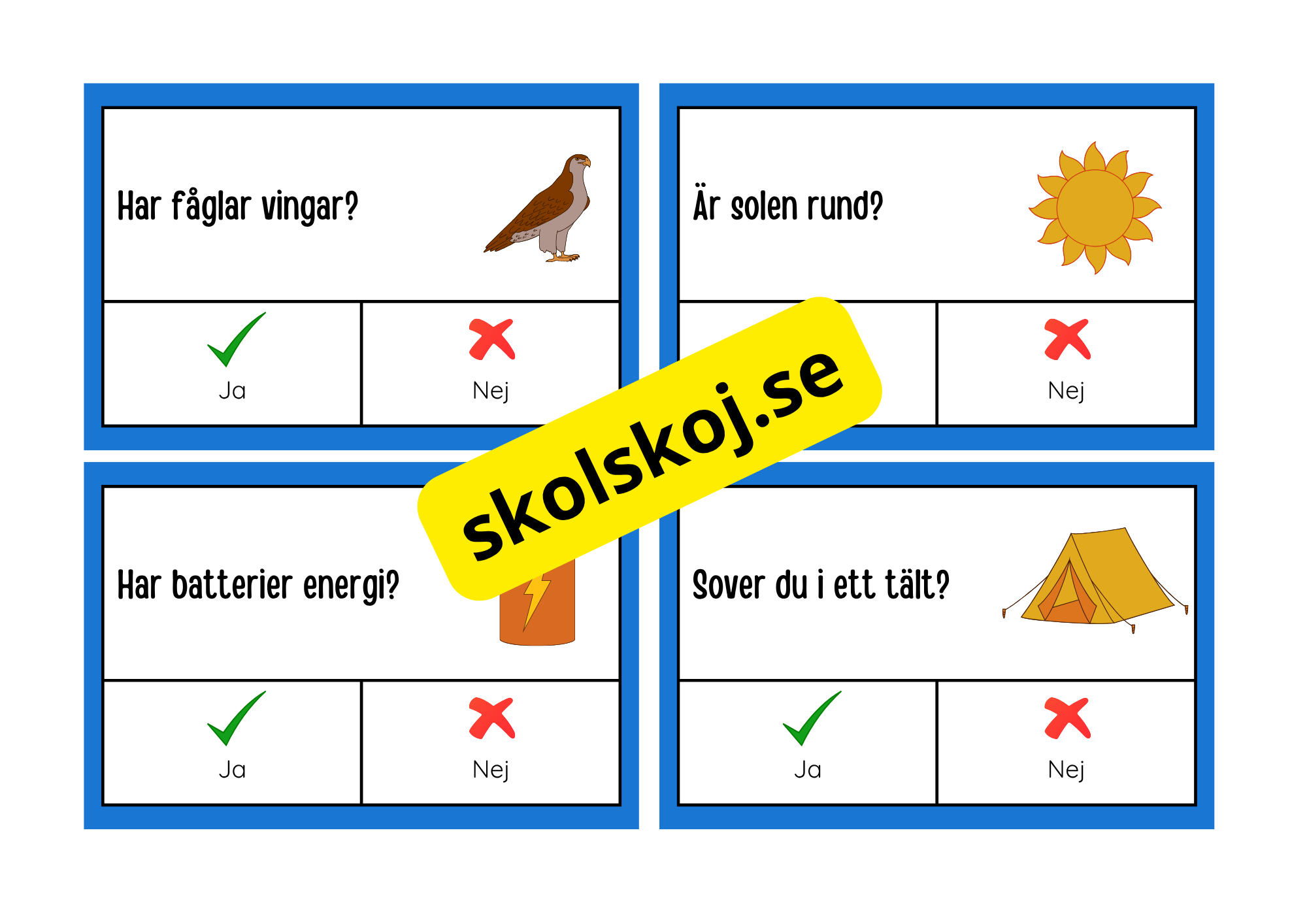 Ja eller nej frågor - Flashkort
