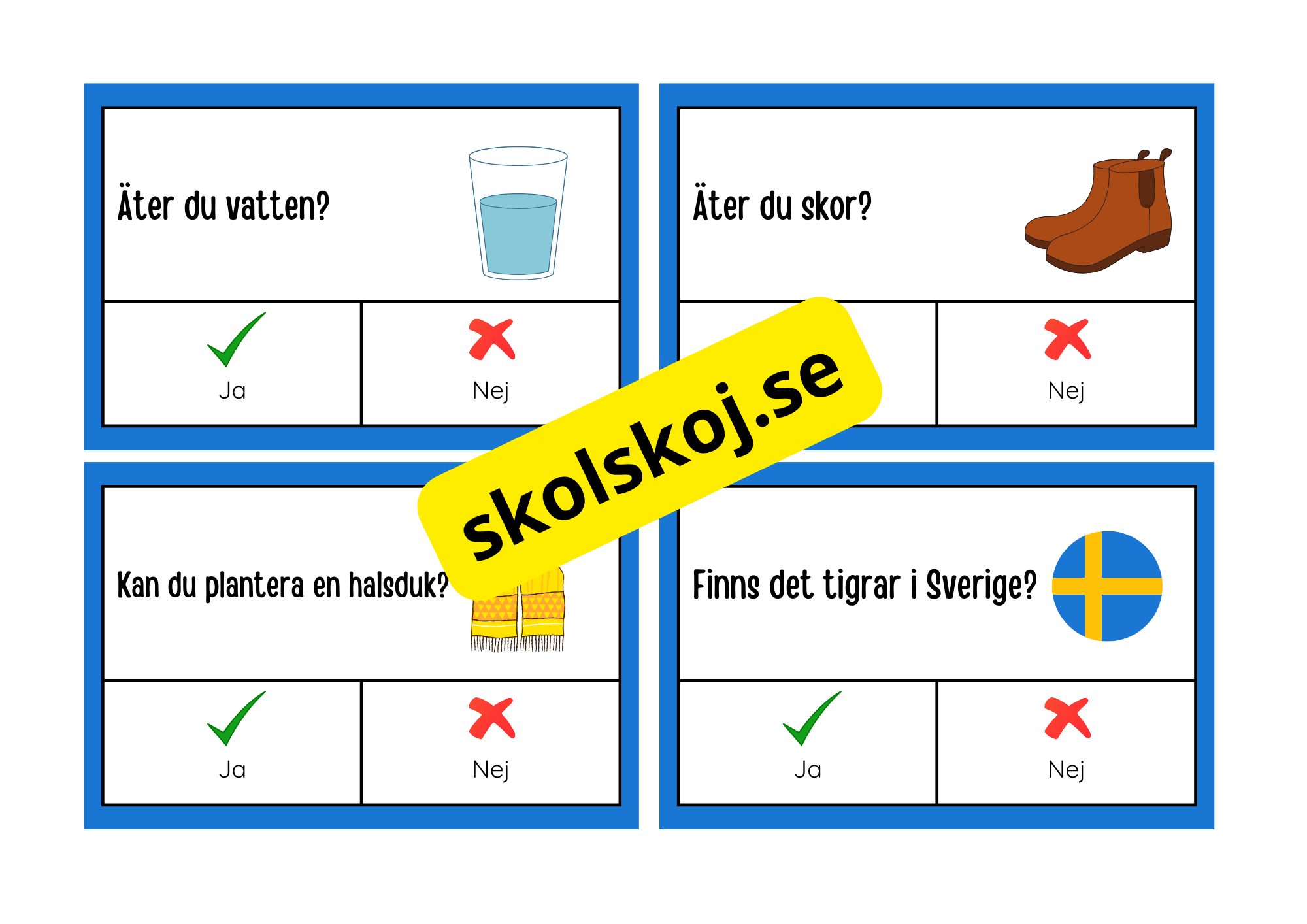 Ja eller nej frågor - Flashkort
