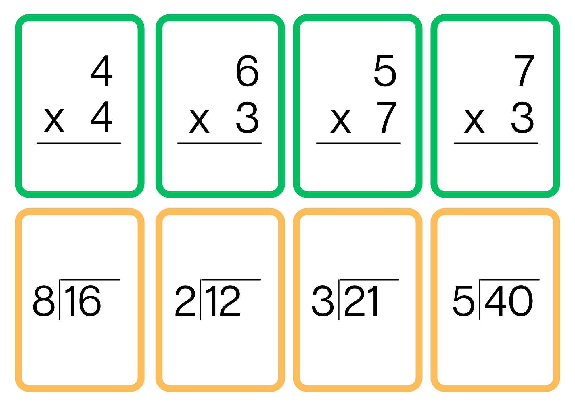 Multiplikations och divisions kort - A5 format