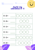 Jag lär mig subtraktion 0 - 5