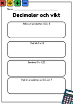 Decimaler och vikt - Blandade uppgifter - Åk 5 - 6