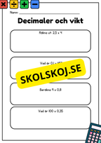Decimaler och vikt - Blandade uppgifter - Åk 5 - 6