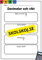 Decimaler och vikt - Blandade uppgifter - Åk 5 - 6